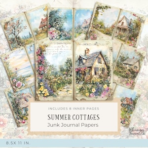 Junk Journal Summer Cottage - Papers - Summer Countryside Themed Junk Journal Digitals, Printable Pages Kit, Digital Download, Crafting, PDF
