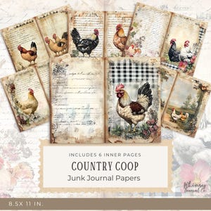 Country Coop Chicken Junk Journal - Chicken Lover Junk Journal Digitals, Printable Pages Kit, Digital Download, Crafting, PDF, 300dpi