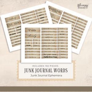 Junk Journal Words, Printable Words, Junk Journal Ephemera, Printable Numbers, Instant Download , High Quality Printable Junk Journal Kit