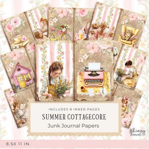 Summer Cottagecore Junk Journal - Cottagecore Themed Junk Journal Digitals, Printable Pages Kit, digitaler Download, Basteln, JPGs 300dpi