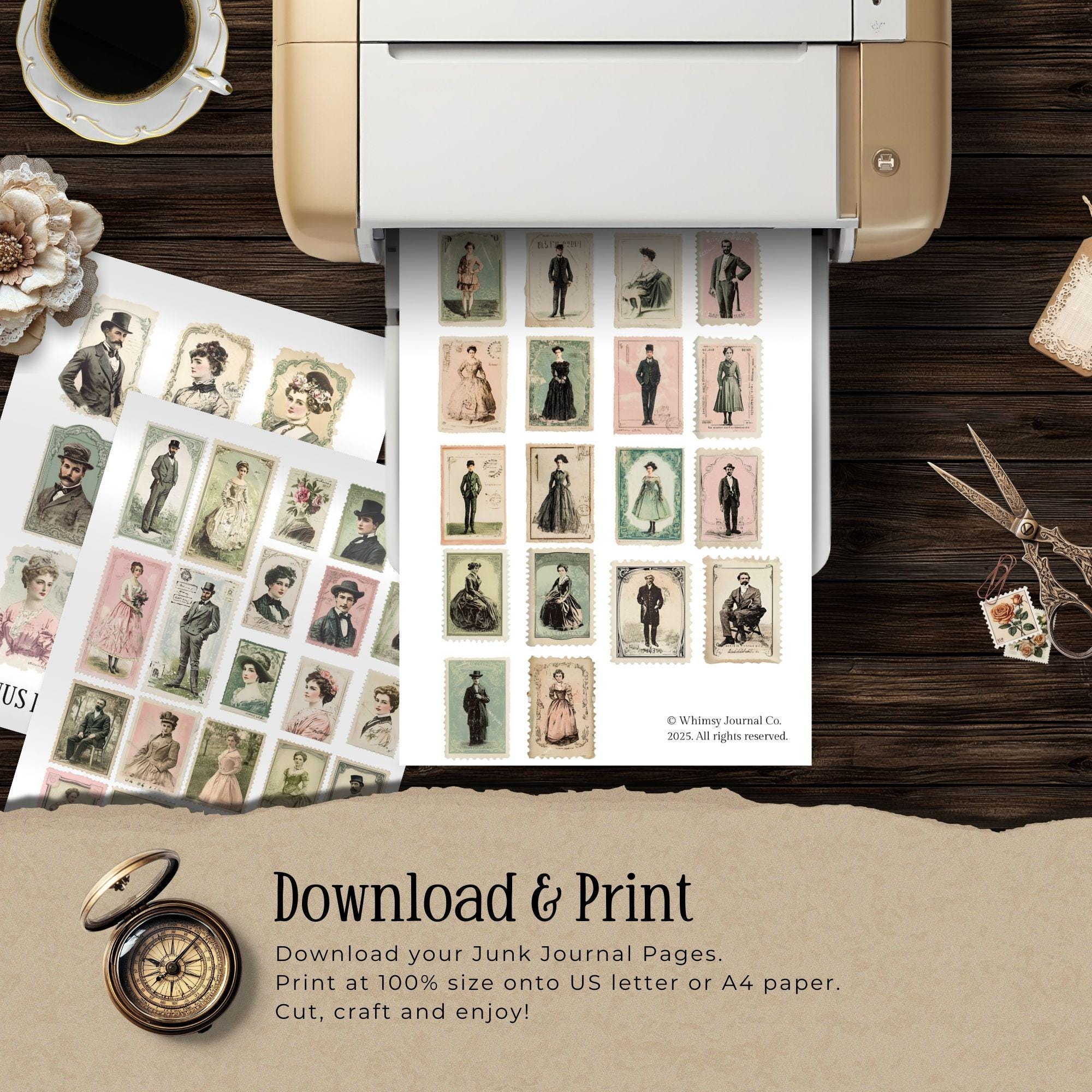 Genteel Portraits Ephemera Stamps Digital Download - Digital Scrapbook ...