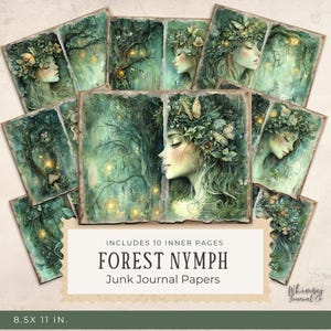 Forest Nymph Junk Journal - Forest Nymph Junk Journal Pages - Forest Fairies, Nature Collage Kit, Fantasy Junk Journal Printable, JPG 300dpi