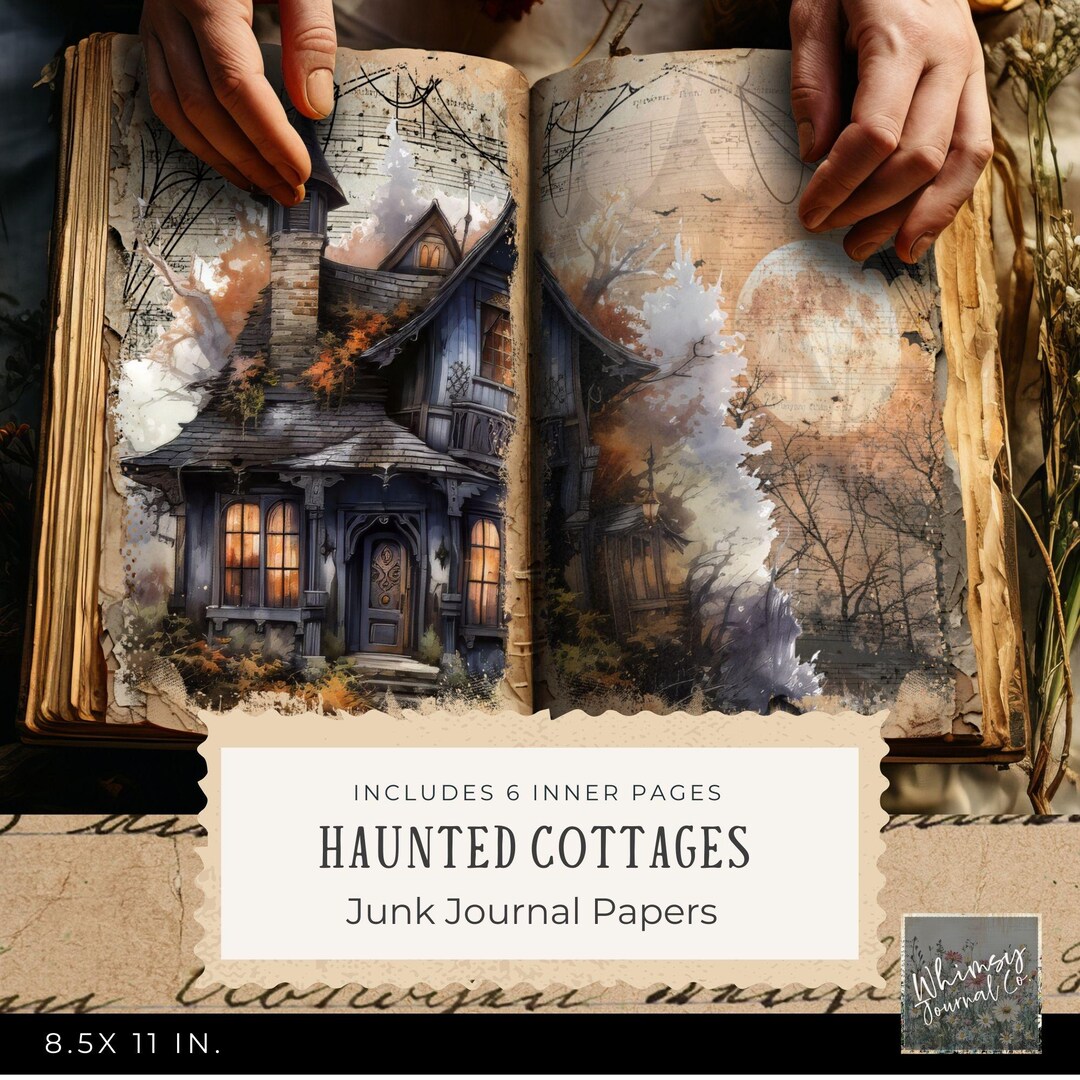Haunted Cottages Junk Journal Pages | 6 Inner Pages | Gothic Halloween ...