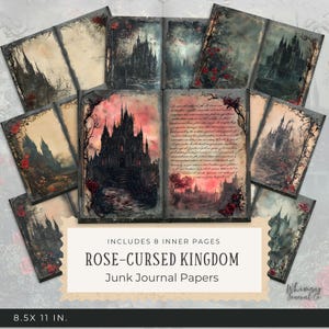 Rose Cursed Kingdom Journal - Dark Faireytale Junk Journal Digitals, Printable Pages Kit, Vintage digitaler Download, Basteln, 300dpi