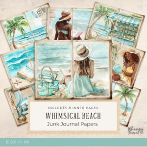 Beach Themed Junk Journal - Whimsical Beach Junk Journal Digitals, Printable Pages Kit, Digital Download, Crafting Supplies, JPGs 300dpi