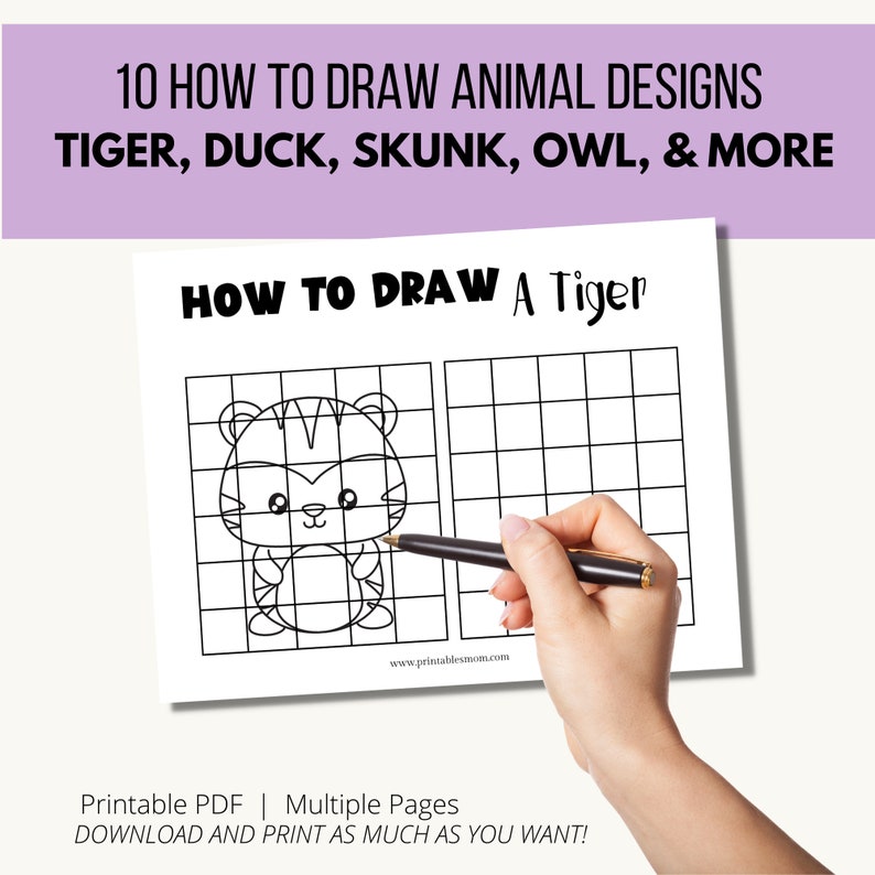 How to Draw Cute Animals Printable Worksheets for Kids - Etsy México