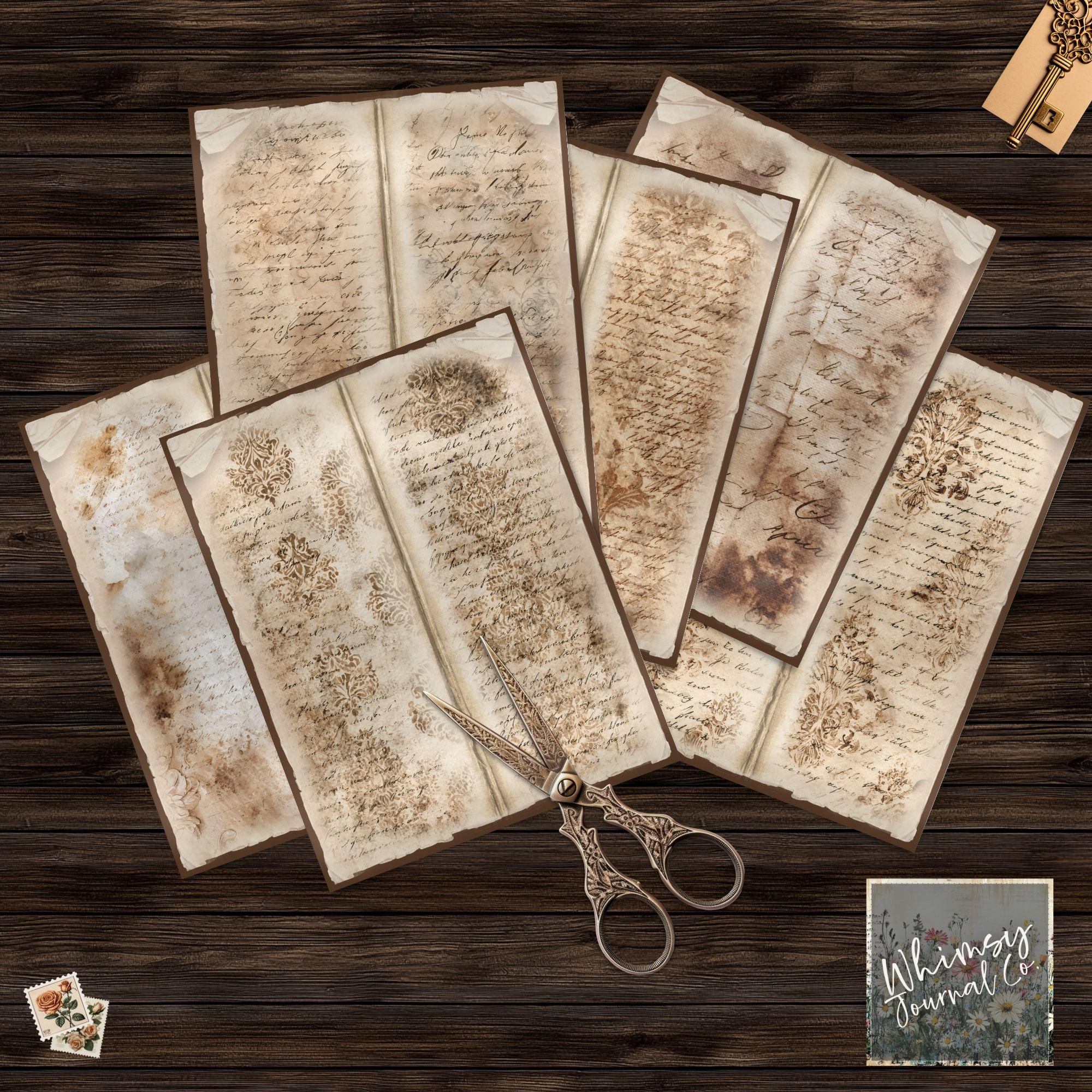 Vintage Script Tall and Skinny Junk Journal Printable - Digitals ...