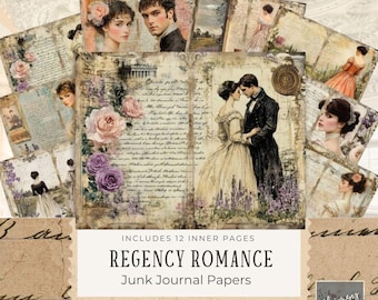 Regency Romance Printable Junk Journal Pages - Victorian Junk Journal  - Digital Scrapbook -Jane Austen Junk Journal - Instant Download