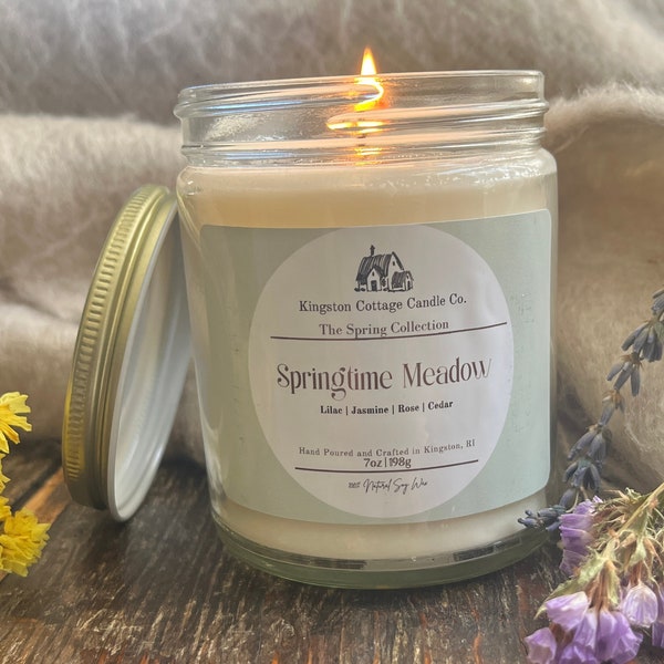 Springtime Meadow Candle- Handmade Soy Candle, nontoxic, Gift For Friend Wife Mom Dad Co-Worker, Mother's Day Gift, Birthday, Teacher Gift