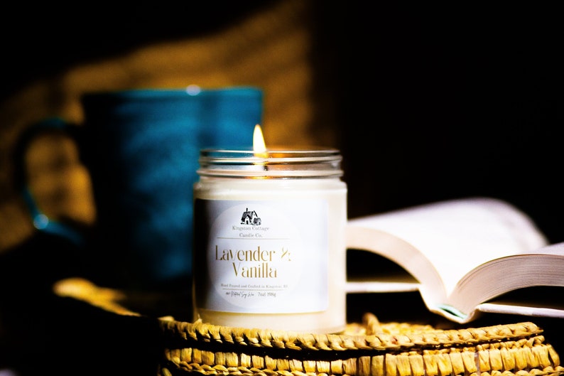 Lavender and Vanilla Candle Handmade Soy Candle, Nontoxic, Lavender