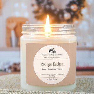 Cottage Kitchen Candle  -  Handmade Scented Soy Candle, Holiday,  Strong Scent Throw, Banana, Winter, Gift For Friend Mom Dad Co-Worker