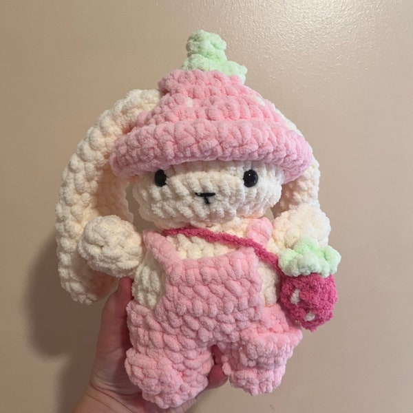 Handmade crochet strawberry bunny | plushie plush toy stuffed teddy amigurumi