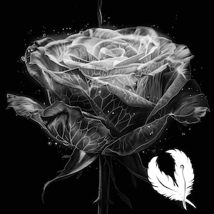 rose png file for slate laser engraving, glowforge file, lightburn png, slate coaster drawing, for cnc router, illusion laser png