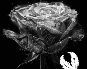 rose png file for slate laser engraving, glowforge file, lightburn png, slate coaster drawing, for cnc router, illusion laser png