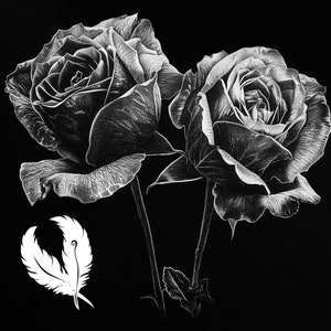 two roses png file for slate laser engraving, glowforge file, lightburn png, slate coaster drawing, for cnc router, illusion laser png