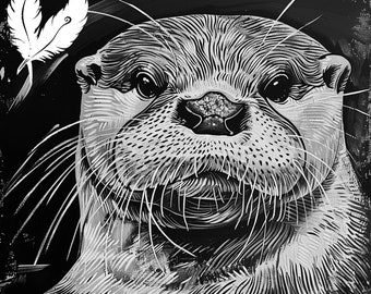 file png lontra per incisione laser su ardesia, file glowforge, lightburn png, disegno sottobicchiere in ardesia, per router cnc, laser animale zoo png