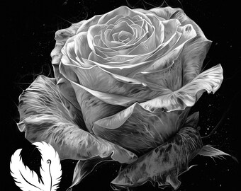 rose png file for slate laser engraving, glowforge file, lightburn png, slate coaster drawing, for cnc router, illusion laser png