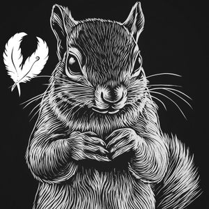 squirrel png file for slate laser engraving, glowforge file, lightburn png, slate coaster drawing, for cnc router, animal laser png