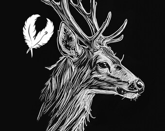 deer png file for slate laser engraving, hunting glowforge file, lightburn png, slate coaster drawing, for cnc router, animal laser png