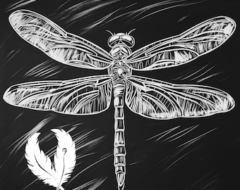 dragonfly png file for slate laser engraving, glowforge file, lightburn png, slate coaster drawing, for cnc router, illusion laser png