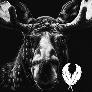 moose png file for slate laser engraving, glowforge file, lightburn png, slate coaster drawing, for cnc router, illusion laser png