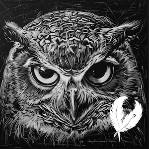 owl png file for slate laser engraving, glowforge file, lightburn png, slate coaster drawing, for cnc router, owl laser png