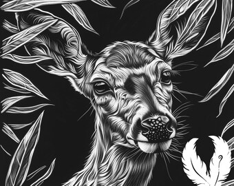 deer png file for slate laser engraving, glowforge file, lightburn png, slate coaster drawing, for cnc router, illusion laser png