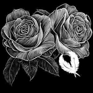 rose png file for slate laser engraving, glowforge file, lightburn png, slate coaster drawing, for cnc router, illusion laser png