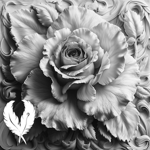 rose png file for laser engraving, glowforge file, lightburn png, 3d style laser drawing, for cnc router, illusion laser png