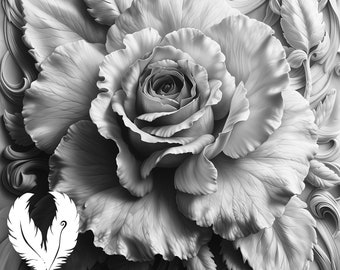 archivo png rosa para grabado láser, archivo glowforge, png lightburn, dibujo láser estilo 3d, para enrutador cnc, png láser ilusión