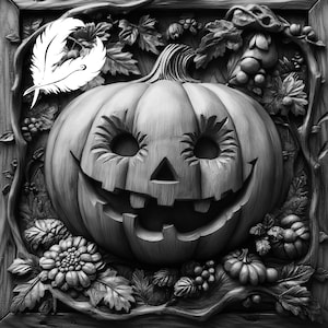 fichier png citrouille pour gravure laser, fichier crâne phosphorescent, png lightburn, png laser de style 3D, pour routeur cnc, illusion jack-o&#39;-lantern png