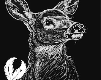 deer png file for slate laser engraving, hunting glowforge file, lightburn png, slate coaster drawing, for cnc router, animal laser png