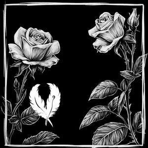 rose png file for slate laser engraving, glowforge file, lightburn png, slate coaster drawing, for cnc router, illusion laser png