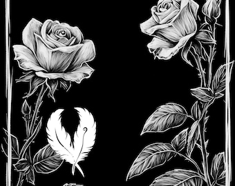 rose png file for slate laser engraving, glowforge file, lightburn png, slate coaster drawing, for cnc router, illusion laser png