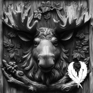moose png file for laser engraving, alaskan glowforge file, lightburn png, 3d style laser drawing, for cnc router, moose illusion laser png