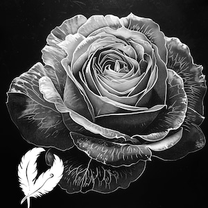 rose png file for slate laser engraving, glowforge file, lightburn png, slate coaster drawing, for cnc router, illusion laser png