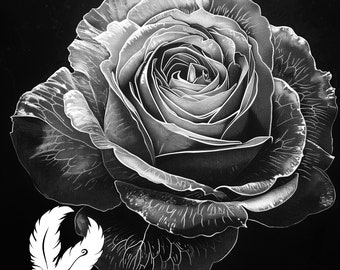 rose png file for slate laser engraving, glowforge file, lightburn png, slate coaster drawing, for cnc router, illusion laser png