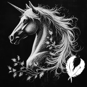 unicorn png file for slate laser engraving, glowforge file, horse lightburn png, slate coaster png, for cnc router, farm animal laser png