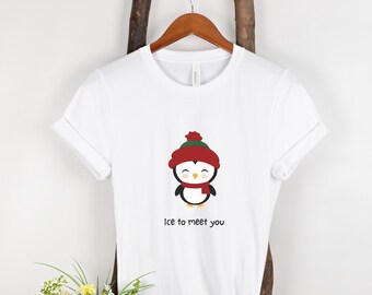 Ghiaccio per conoscerti camicia pinguino, camicia pinguino carino, t-shirt pinguino, regalo per Natale, t-shirt carina da regalare, camicia di Natale, stampa pinguino