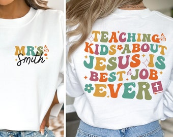 Camisa personalizada de maestro cristiano, regalo de maestro, enseñar a los niños sobre Jesús, camisa de Jesús, regalo para maestro cristiano, primer día de escuela