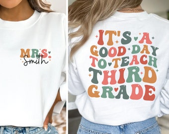 Custom Third Grade Teacher Shirt, Retro 3rd Grade Teacher Shirt for First Day Of School, Matching Teacher Team T-shirt, Cute Third Grade Tee