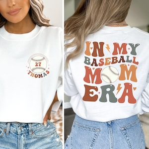 Personalized Baseball Mom Shirt, Custom Baseball Mom Era Shirt With Kid Name, Sports Mom Sweatshirt, Game Day Baseball, Baseball Mom Gift