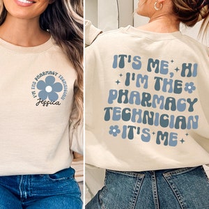 Gepersonaliseerde apotheek technicus shirt, aangepaste apotheek tech sweater, apotheek student cadeau voor apotheker shirt, apotheek school trui