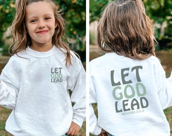 Sudadera «Que Dios guíe a los niños» • Camiseta con versículo bíblico cristiano para niños • Proverbios 3:5-6 • Ropa infantil con valores cristianos • Regalo religioso para niñas