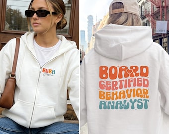BCBA Zip Hoodie – Board Certified Behavior Analyst Hoodie, ABA Therapist Gift, Personalized BCBA Jacket