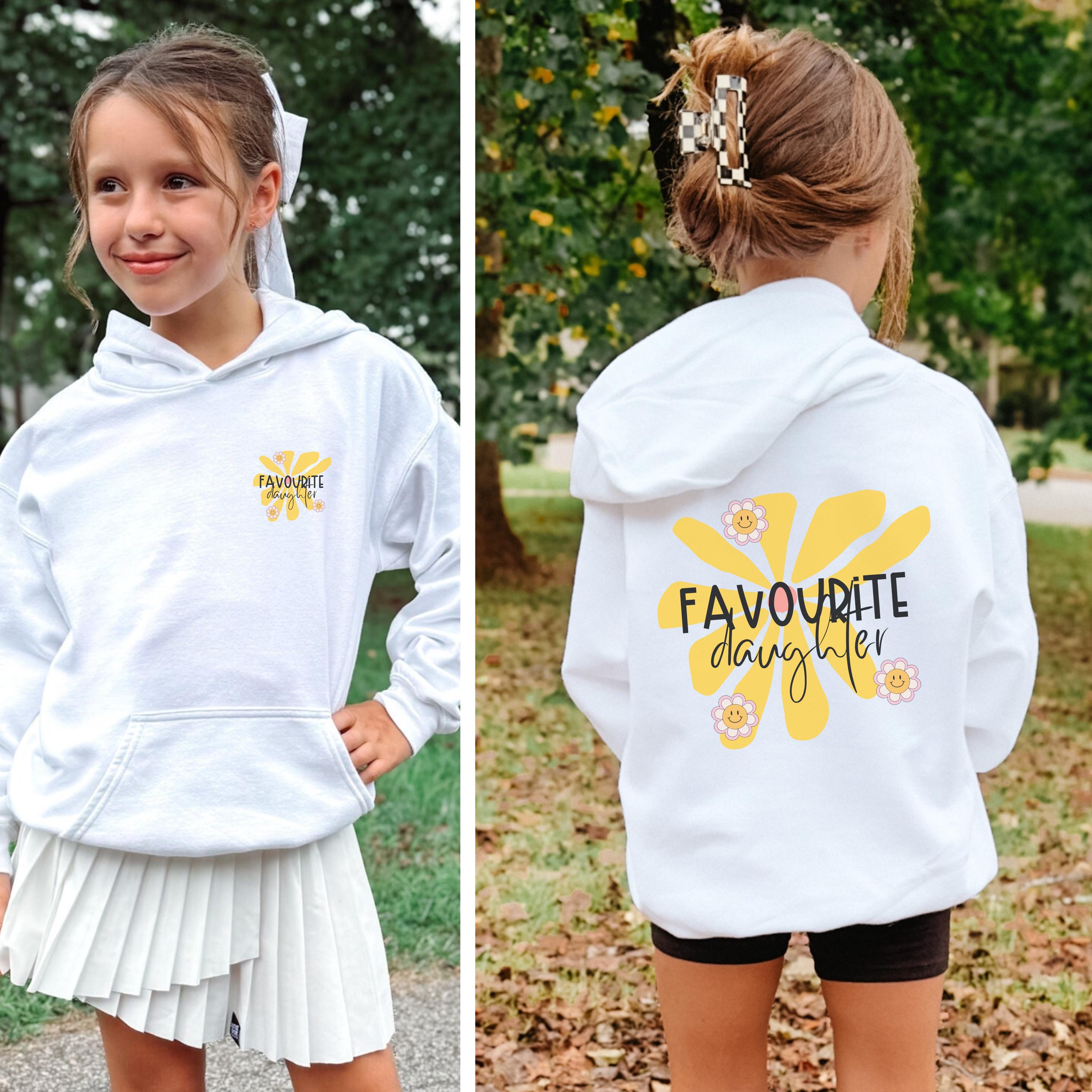 Favourite Daughter Kids Hoodie * Cute Flower Smiley Girl Sweatshirt * Aesthetic Kids Hoodie * Daughter Gift Hoodie