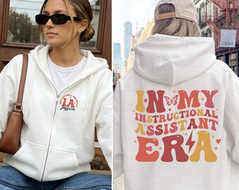 Instructional Assistant Zip Hoodie – Personalized IA Hoodie, Teacher Aide Gift, School Staff Hoodie