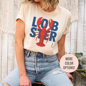 Lobster Graphic T-Shirt, Lobster Shirt Italian Summer Shirt Ocean Shirt, Nautical Fisherman Style, 90s Style Baby Tee, Mediterranean Tee