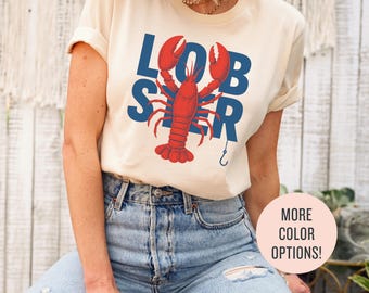 Hummer Grafik T-Shirt, Hummer Shirt Italienischer Sommer Shirt Ozean Shirt, Nautische Fischer Stil der 90er Jahre, Baby T-Shirt