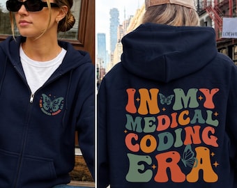 Medical Coder Zip Up Hoodie → Medical Coding Gift → Personalized Medical Coder Hoodie → Medical Billing Specialist Gift